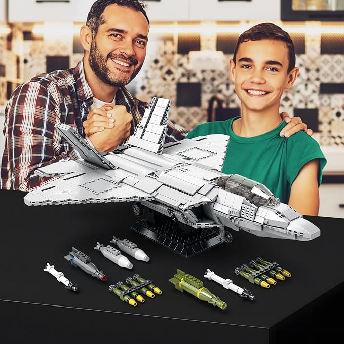 JMBricklayer F-22 Raptor Fighter Jet Building Block Set Military Airplane Toy Army Construction Sets Toys Gifts for Kids 14+ Adults and Military Fans 60003 (1837PCS)
