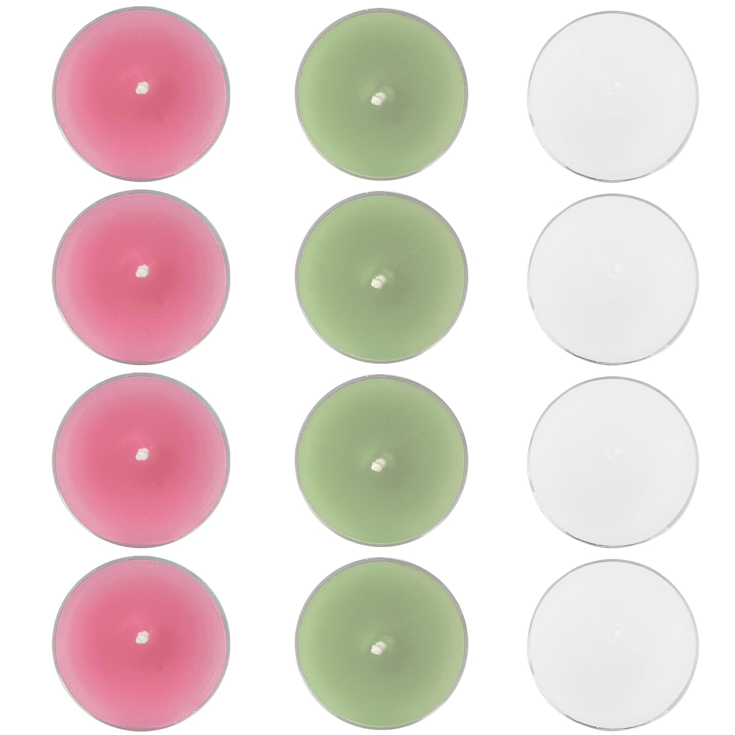 Scented Tea Light Candles 12 Pack Pastel Color Hand Poured Smokeless 4 Hours Clean Burning Small Round Clear Cups Tealight Candles for Romantic Dinners Wedding Centerpieces Cozy Evenings