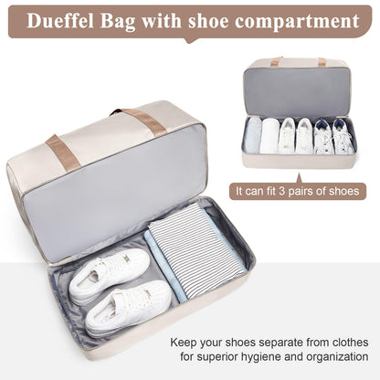 Extra Large Travel Duffle Bag with Shoe Compartment & Toiletry Bag, XL Weekender Bags for Women, Carry On Overnight Bags for Gym Sports, Water-Resistant Hospital Bag for Labor and Delivery