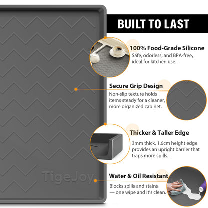 TigeJoy Waterproof Under Sink Mat 22" x 19", Shelf Liner Protector in Kitchen and Bathroom, Silicone Cabinet Liners for Organizers and Storage, Fit as Drawer Mats or Drip Tray