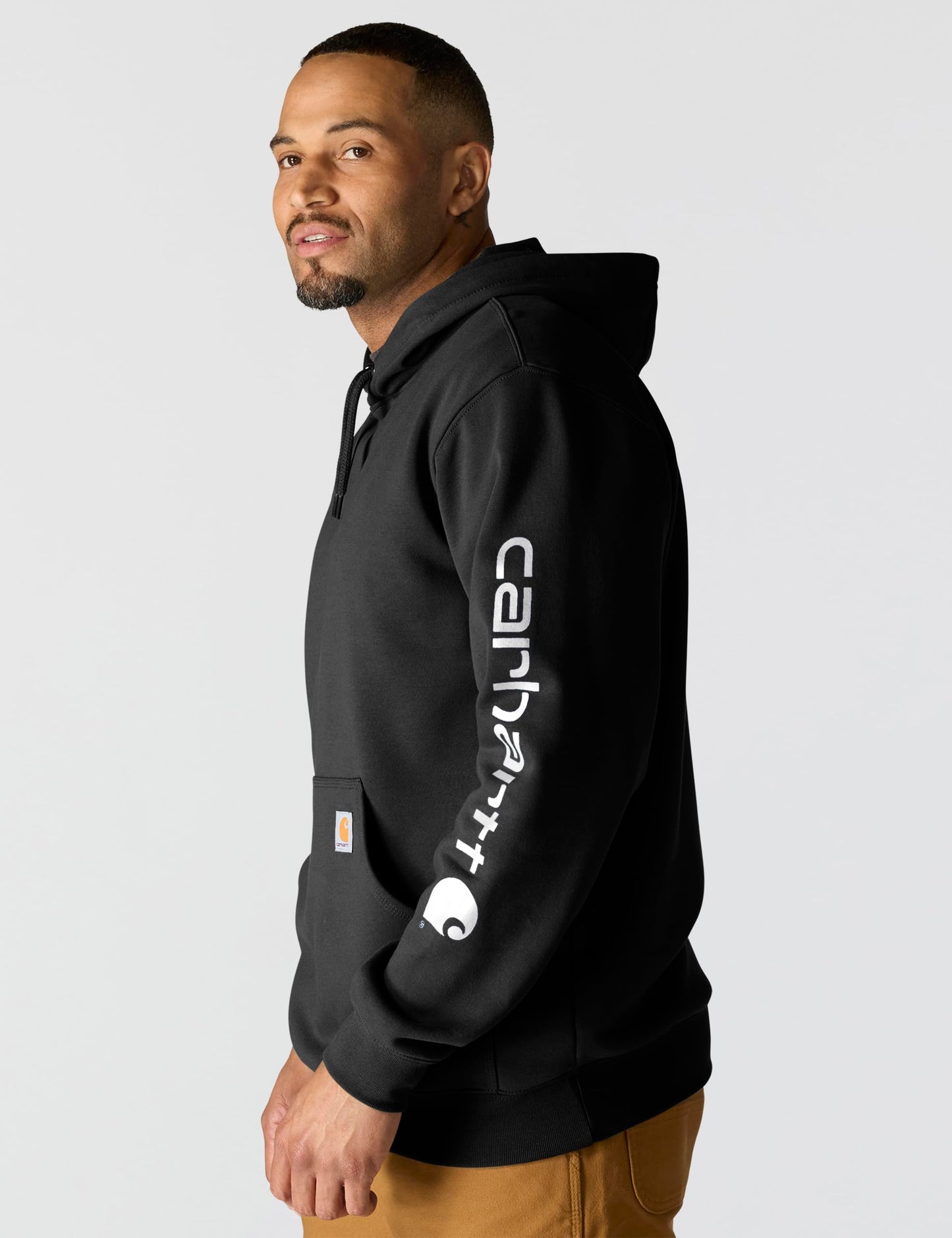 Carhartt Mens Loose Fit Midweight Logo Sleeve Graphic Fashion Sweatshirts, Black, X-Large US