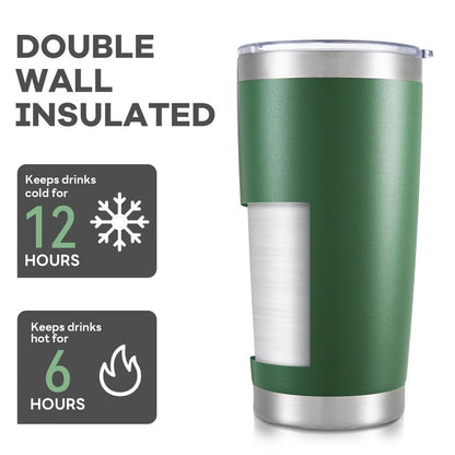 Orebigo 20 oz Tumbler with Lid Stainless Steel Double Wall Vacuum Insulated Tumblers Powder Coated Cups Travel Mug Keep Drinks Cold and Hot, Dark Green