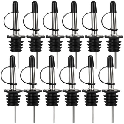 12/24/48/100 Pack Liquor Pour Spout, Stainless Steel Classic Bottle Pourers with Rubber Dust Cap, Speed Wine Bottle Pourer for Liquor Bottle, Oil Bottles