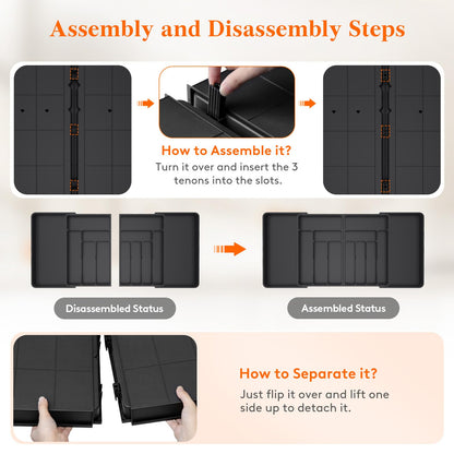 Lifewit Large Silverware Drawer Organizer, Expandable From 21 to 36 Inches, BPA Free Plastic Utensil Tray for Kitchen, Adjustable Flatware and Cutlery Holder for Spoons Forks Knives, Black