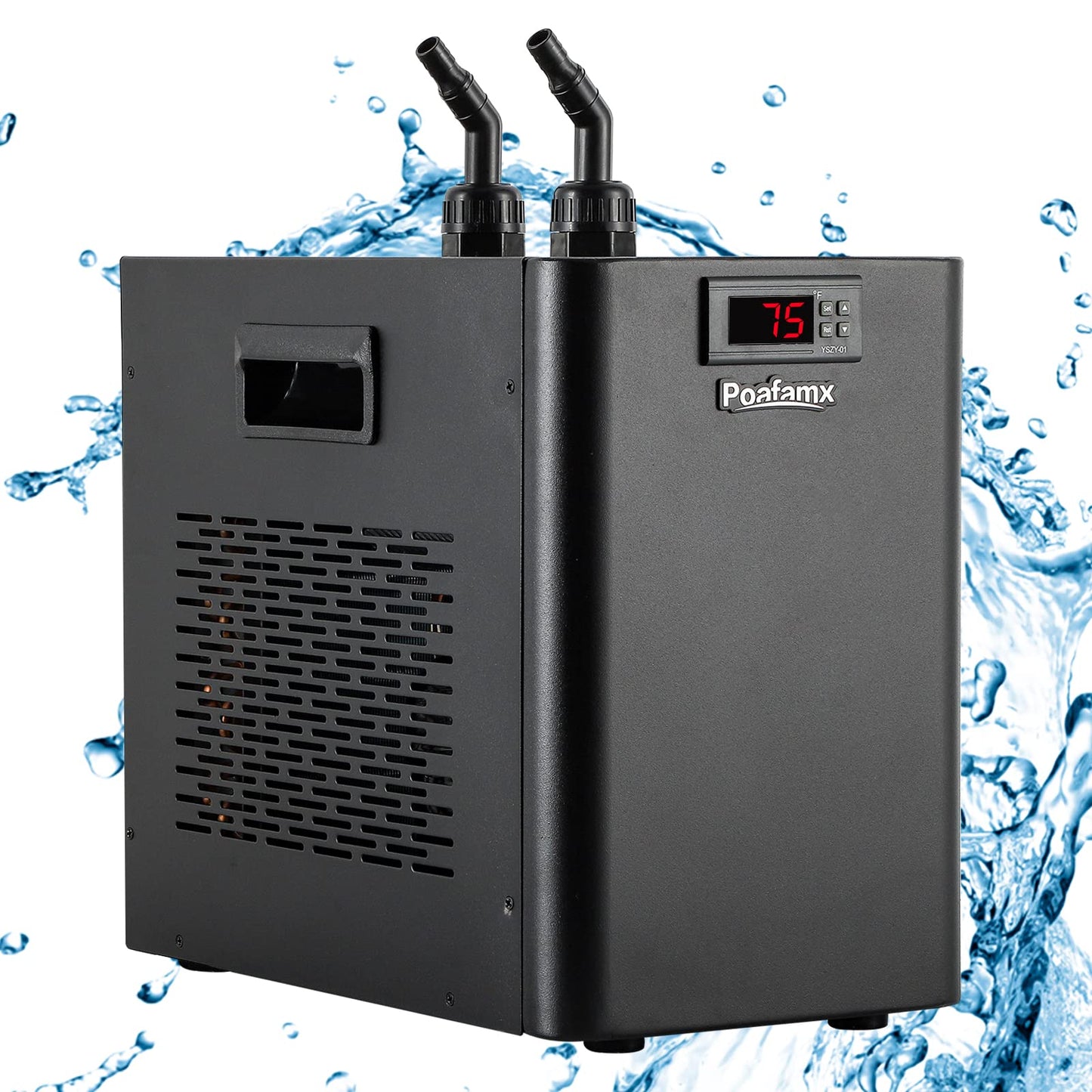 Poafamx 42gal Aquarium Chiller, 1/10 HP Water Chiller with Quiet Compressor for Hydroponics System, Coral Reef Tank, Axolotl & Jellyfish, 160L Freshwater Saltwater Cooling System