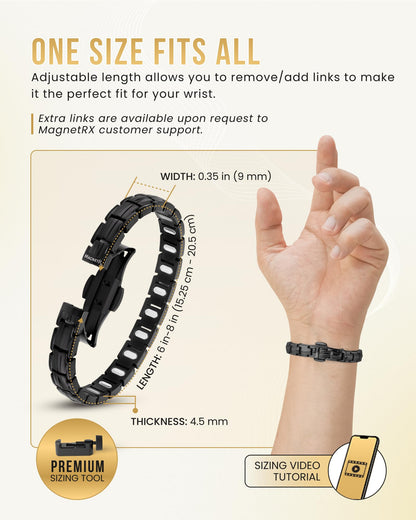 MagnetRX® Magnetic Bracelets for Women - EllipseMAX 5X Strength 5,000 Gauss Magnets - Designed in USA & PATENT PENDING - Premium Titanium Womens Magnetic Bracelet & Adjustable Length (Black)