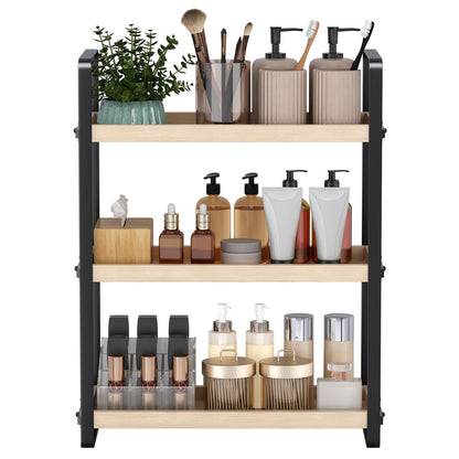 Bathroom Counter Organizer,Bathroom Countertop Organizer,Counter Shelf,Countertop Storage,Organization and Storage,Makeup Shelf,Sink Caddy(Brown 3 Tier)