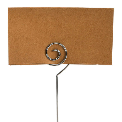Tosnail 50 Pack Wooden Place Card Holders with 50 Kraft Paper Cards, Rustic Wood Table Number Stands Photo Holder - Spiral Wire