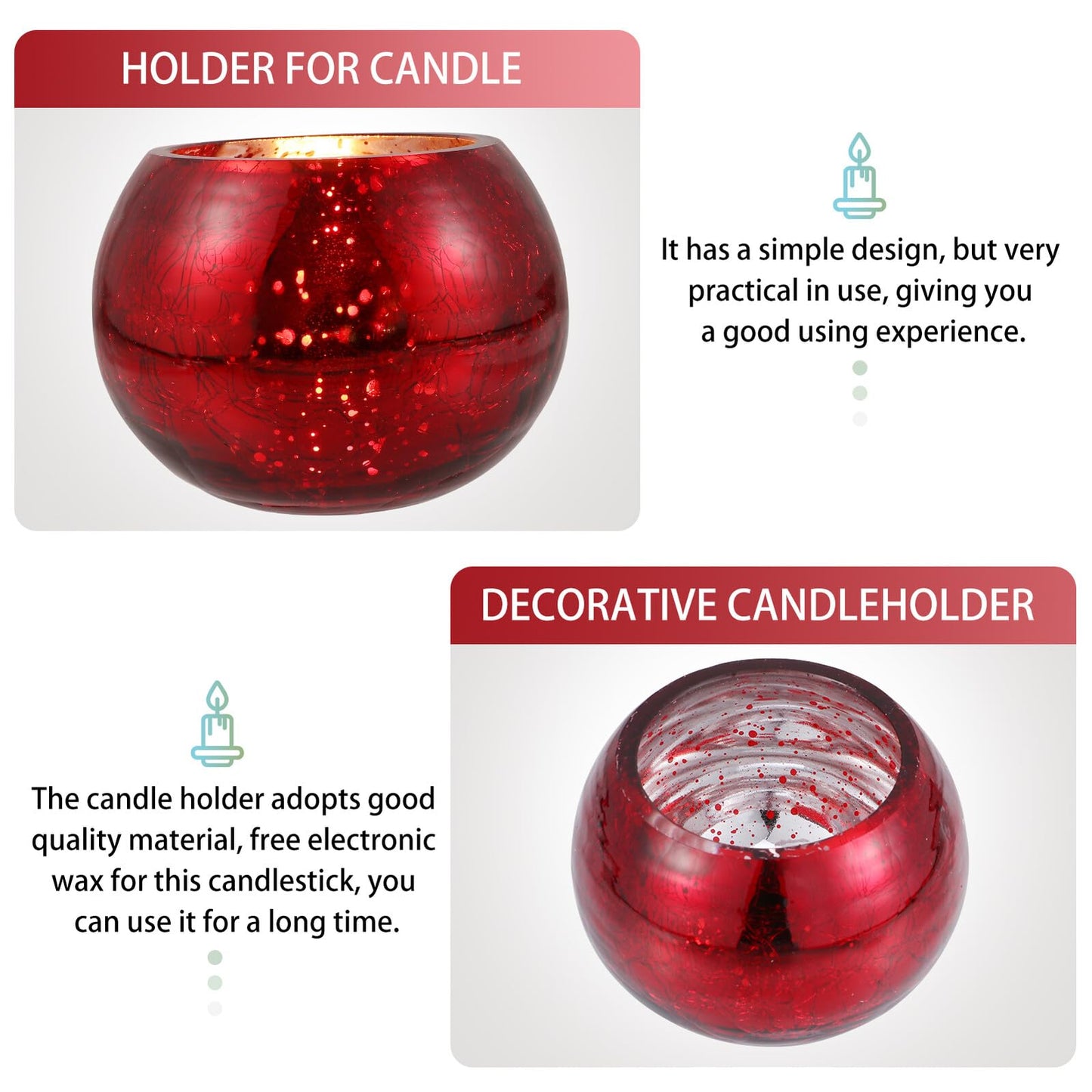 GAROZATION Glass Candle Holder for Valentine's Day Romantic Decor Red Frosted Floral Design Tealight Cup for Weddings Aromatherapy Candles Elegant Party Table Centerpiece