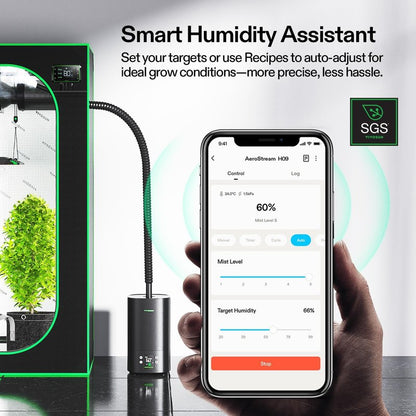 VIVOSUN AeroStream H05 Intelligent Wi-Fi Humidifier, 1.32 Gal / 5 L Humidifier with Temp & Humidity Probe, Smart Remote Control, Designed for Growers