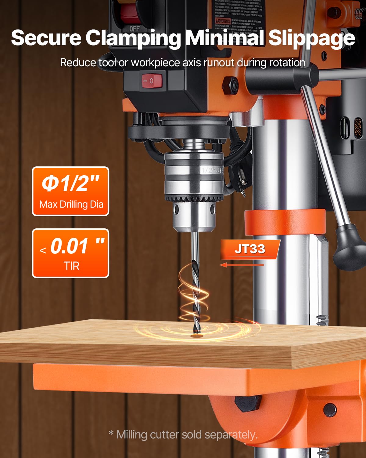 VEVOR Benchtop Drill Press, 3.2 Amp and 5-Speed Adjustable Drill Press with 10 in Swing, Cast Iron Frame, Worktable Tilts 0-45°, Ideal for Drilling Wood & Metal