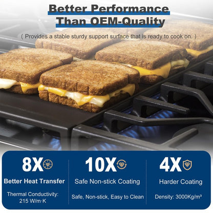 UPGRADED WB31X24738 Griddle Replacement for GE Appliance Gas Stove, Range WB31X49806 Aluminum Non-stick Pan, Stove Top for GE Center Part, Polished Smooth Surface, Food-grade Nonstick Coating