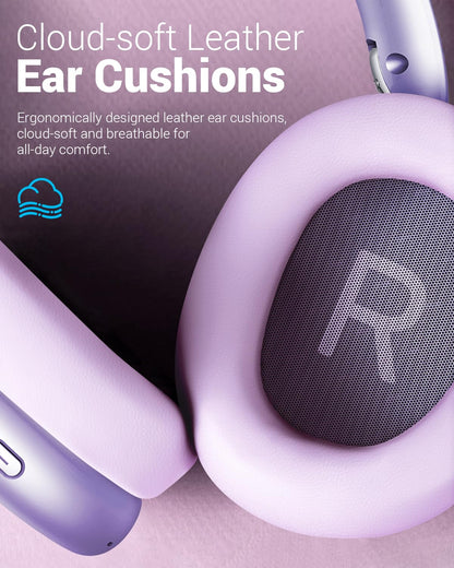 Wentronic Y01 Wireless Noise Canceling Headphones Bluetooth 5.3 Over Ear Headphones with Microphone, Hi-Res Audio, 48H Playtime, Foldable Comfortable Earpads,Compatible with iOS,Android,PC, Purple