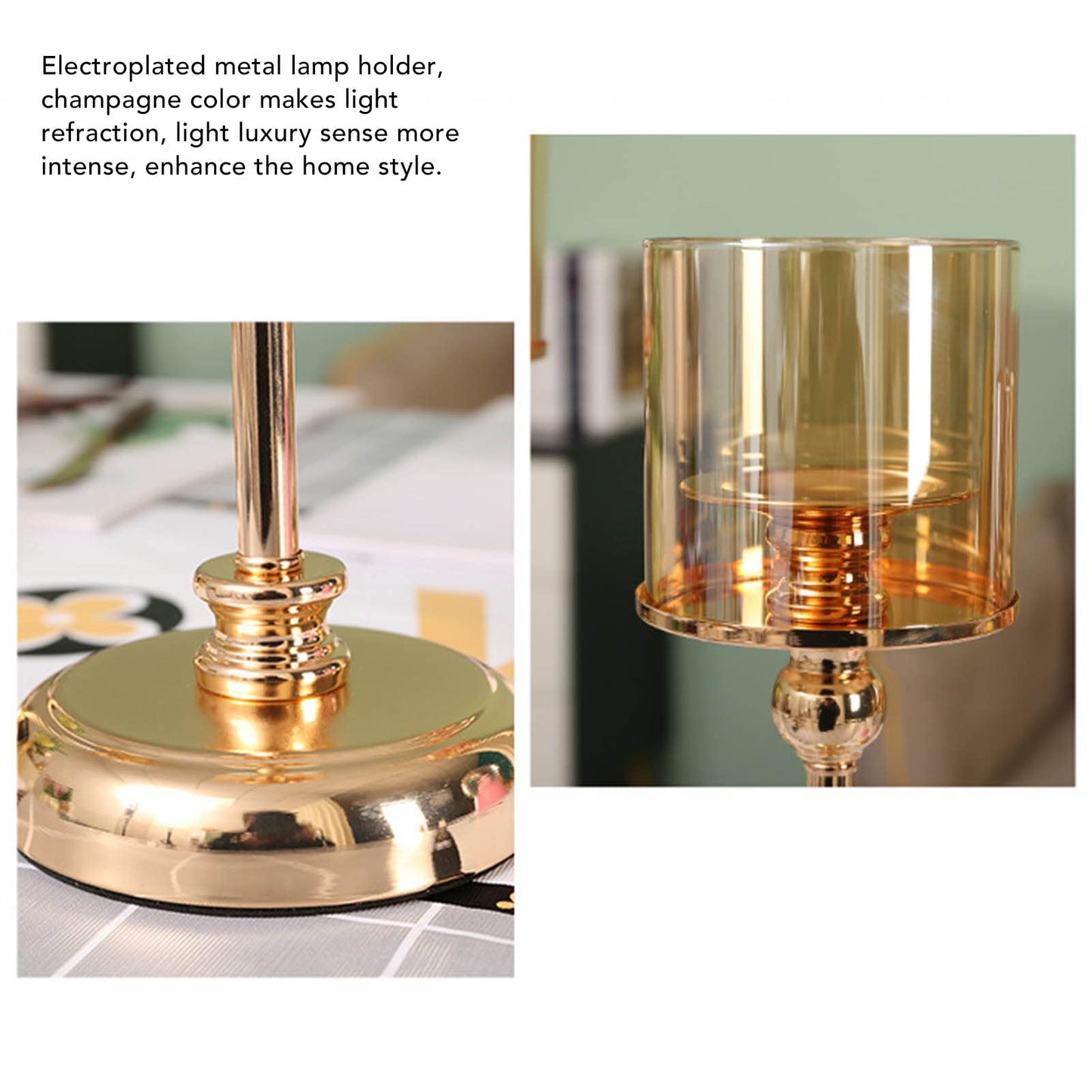 Champagne Gold Candle Holder, Light Luxury French Candlestick Ornament Romantic Candlelight Table Holder for Wedding, Dining Room Decorative Props