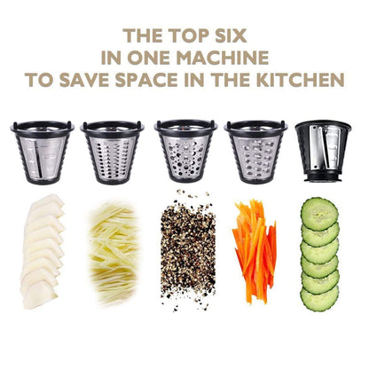 Electric Cheese Grater, Professional Electric Slicer Shredder, 150W Cheese Grater/Chopper Salad Maker, Shredder for Home Kitchen Use with One-Touch Control | 5 Free Attachments