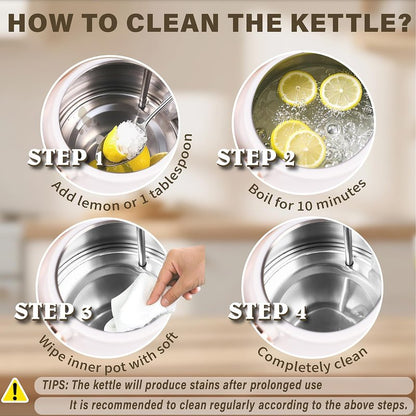 Retro Electric Kettle, 1.7L Stainless Steel Tea Kettle with Large Temperature Gauge, 1500W Fast Heating Hot Water Boiler with LED Indicator, Auto Shut-off & Boil-Dry Protection-Reteo White