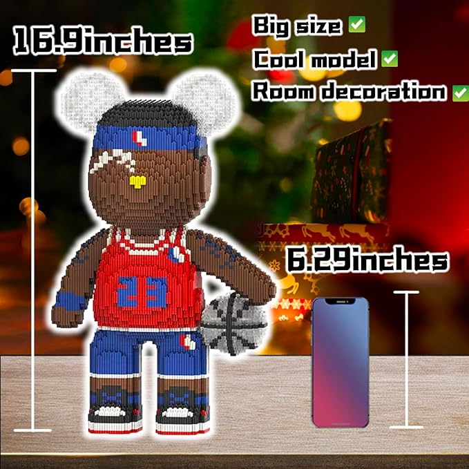 Teddy Basketball Bear Micro Building Blocks Set(16.9inches) Bear Building Blocks Gift for Adult 2026