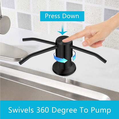 Soap Dispenser for Kitchen Sink, Kichen Sink SoapDispenser, 47" Extension Tube kit, Under Sink Soap Dispenser Pump, No Need More Refills, Good Suction Power, Black