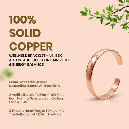 Healing Monk Pure Copper Bracelet for Men & Women – Handmade Uncoated Copper Jewelry Cuff – Adjustable Healing Copper Bracelets for Arthritis – Mens & Womens Copper Cuff Pulsera de Cobre (Healing)