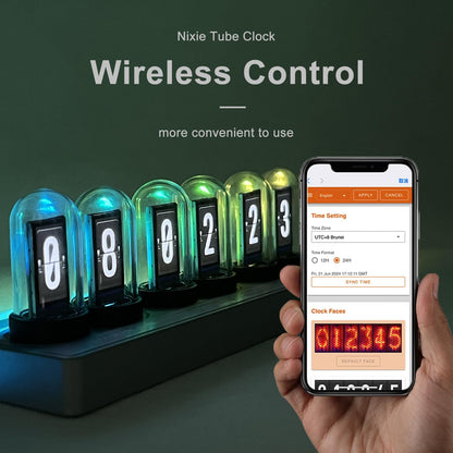 JoFomp Nixie Tube Clock Kit, IPS Color Screen Desk Digital Clock, Glow Tube Nixie Clocks with Web Control/WiFi Accurate Timing/Custom Dial/6 Digital Alarm/12 Pictures/Ambient Light Regulate