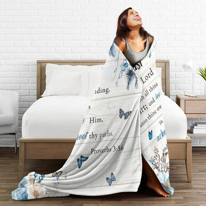 Christian Blanket Soft Warm Bible Verse Scriptures Fleece Throw Blanket Christian Gifts for Women Cozy Plush Fluffy Religious Trust in Lord Lightweight Flannel Gifts Blankets for Kids Adults 50"X40"