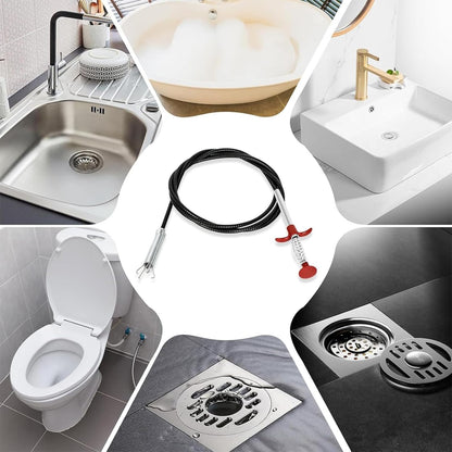 Drain Snake，116" Flexible Grabber Claw Tool Reacher Drain Snake Hair Drain Clog Remover for Toilet Sewer Shower Kitchen Bathroom Tub Clogged Drains Opener Cleaning Tool