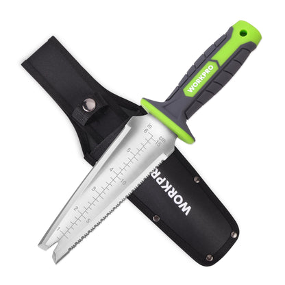 WORKPRO Hori Hori Garden Knife, Garden Tools with Oxford Sheath, 7" Stainless Steel Blade with Cutting Edge, Multi-Purpose Weed Puller tool with Hanging Hole for Planting, Weeding, Digging