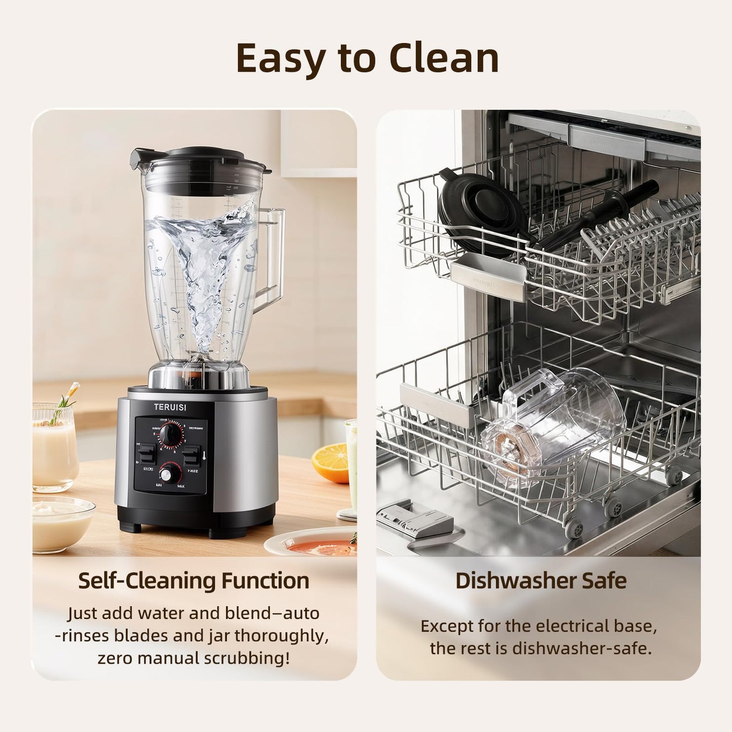 TERUISI 210 Oz / 6 L Commercial Blender, Heavy Duty Industrial Blender with Adjustable Speed & Timer Function, 2200W Countertop Blender with 23000RPM for Ice Crushing, Frozen Drinks, Milkshakes, Puree
