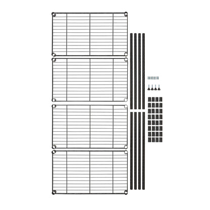 Amazon Basics 3-Shelf Adjustable Heavy Duty Steel Wire Rack Storage Shelving Organizer for Kitchen, Garage, 23.2" L x 13.4" W x 30" H, Black