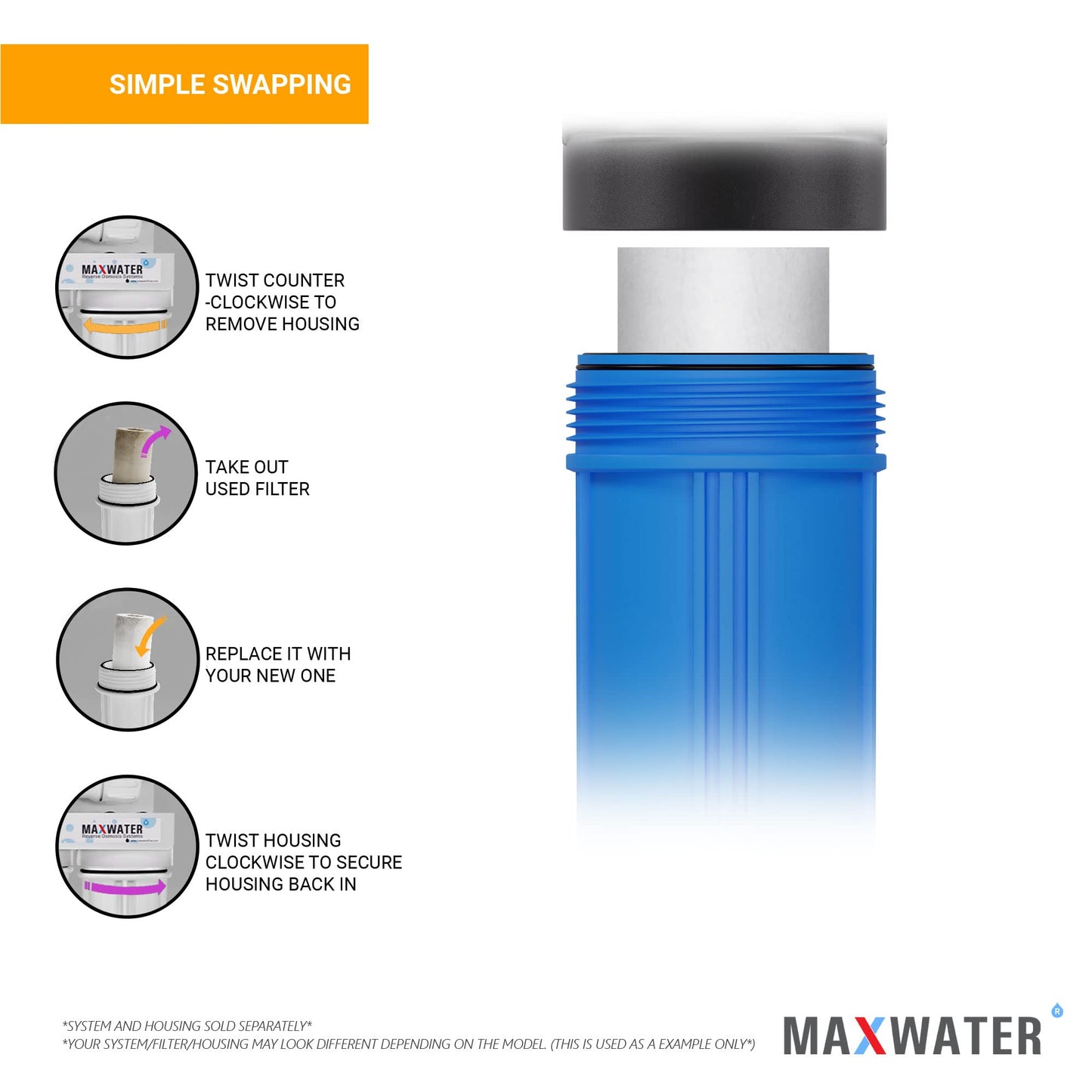 Max Water 10 Micron 20 x 4.5 Sediment Filter 20 inch Whole House BB Water Filteration System Replacement Compatible Cartridge DGD-5005-20, FP25B, AP810-6, FPMB5-20, P5-20, 155358-43, SDC-45-2005