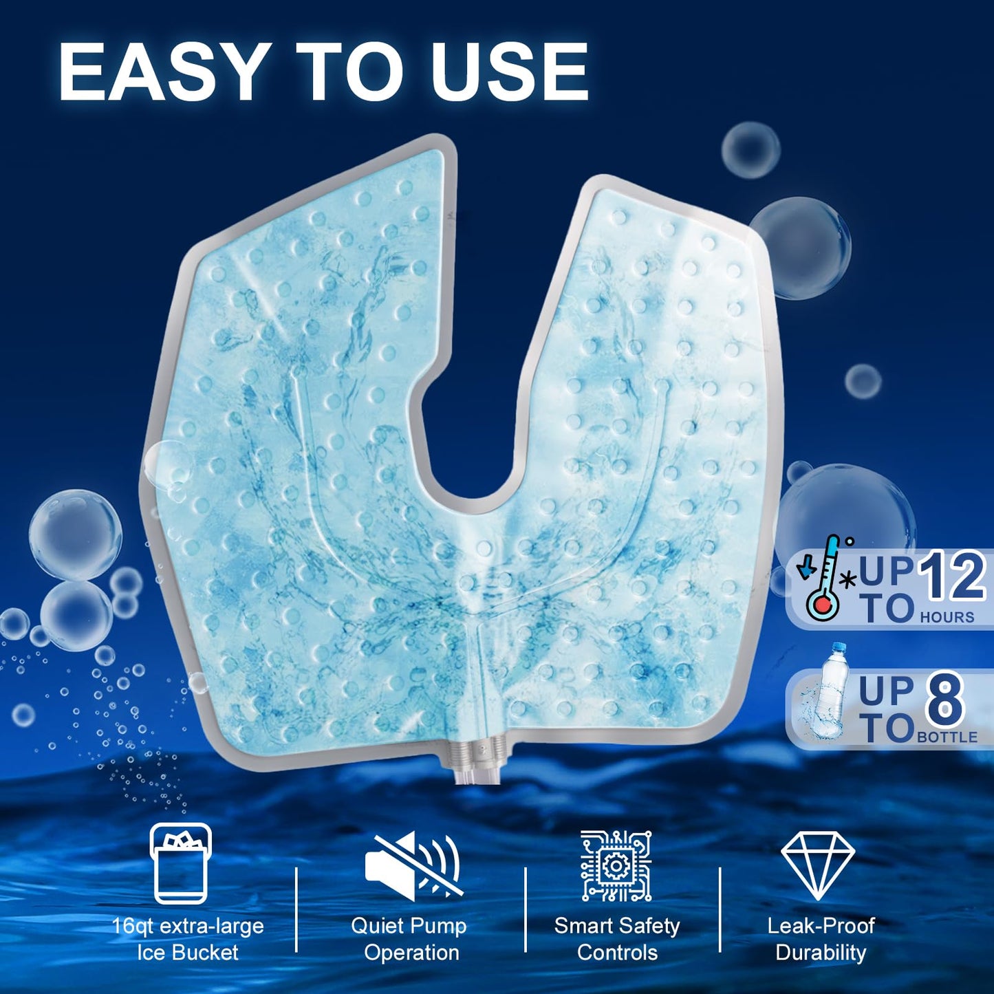 Ice Machine for Knee After Surgery,16QT Quiet Cold Therapy Machine for Knee Replacement with Auto Timer, Leak-Proof Design & Adjustable Flow,Multi-Joint Ice Pads