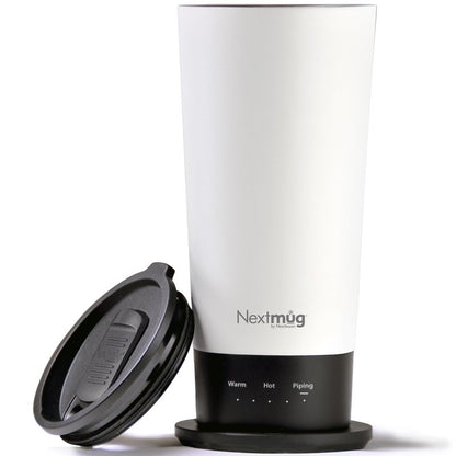 Nextmug Go - Temperature-Controlled, Self-Heating Travel Mug (White - 16 oz.)