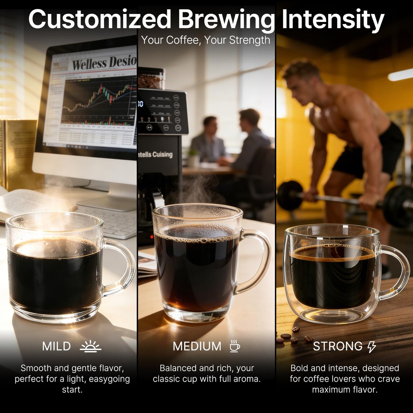 URintells Cuising Coffee Maker with Grinder, 22OZ Drip Coffee Maker with Glass Carafe and Removable Filter, Programmable Hot and Cold Bean to Cup Coffee Machine with Timer, Auto Shut Off