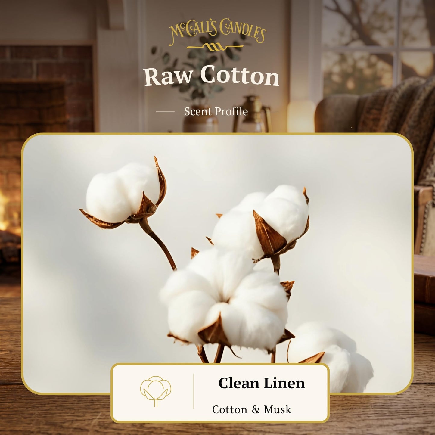 McCall’s Candles | Raw Cotton | 16 oz Scented Candle | USA-Poured | Vintage Rustic Jar with Carrying Handle | Fresh Clean Home-Inspired Fragrance