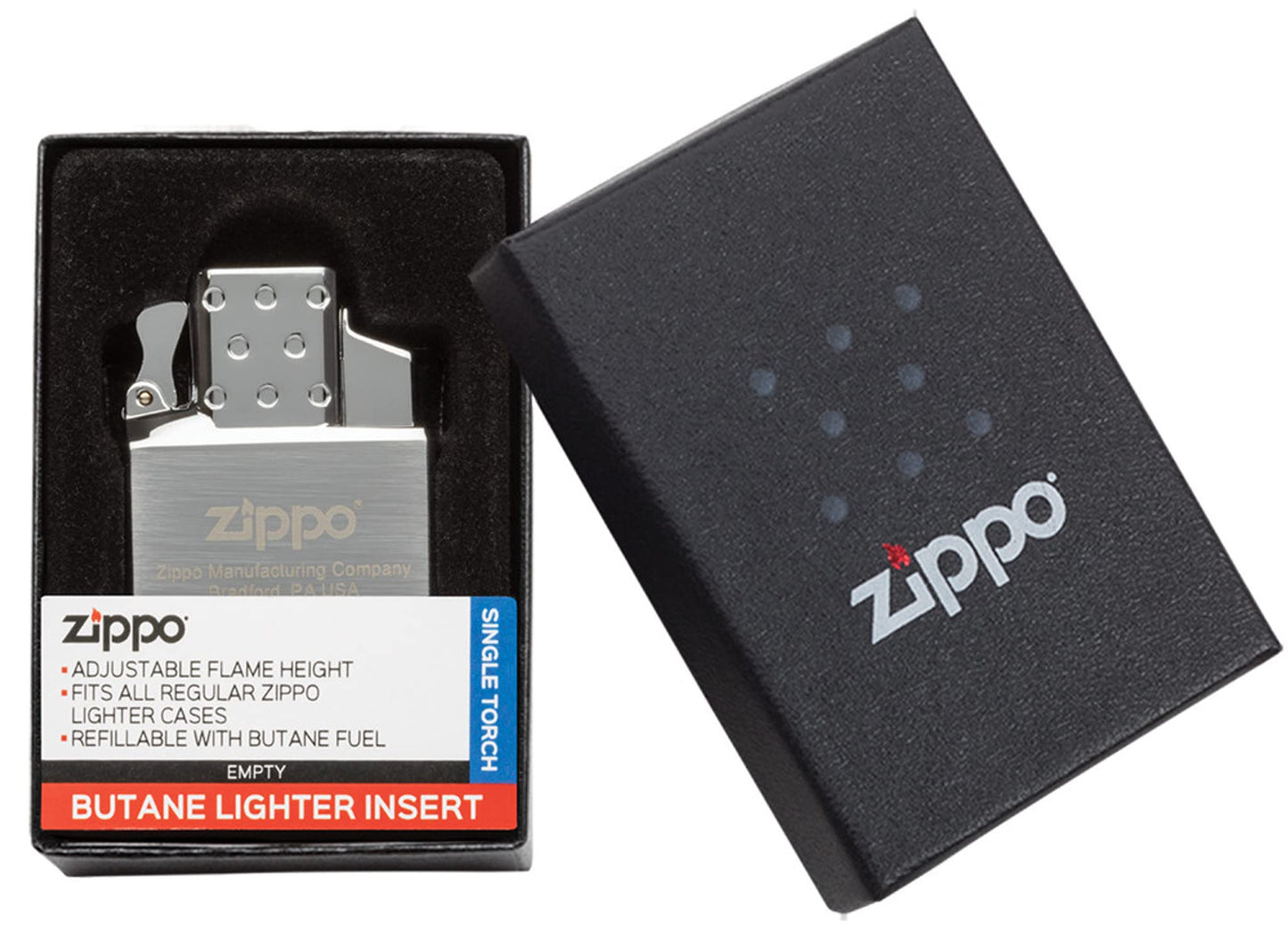 Zippo 65826 Butane Lighter Insert - Single Torch, Chrome