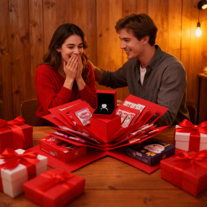 Making gift-giving even more memorable: Creative Explosion gift box, Surprise gift box explosion, Surprise box, Gift wrap box. 5-Layer DIY gifts, a Fun & Thoughtful & Meaningful gift for kids, man, women. (Red)