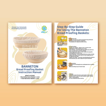 Sourdough Bread Baking Supplies, 2 Pack Banneton Bread Proofing Basket 10 inch Round & 10 inch Oval Proofing Bowls for Sourdough Bread with Liner Making Baking Fermentation Tools