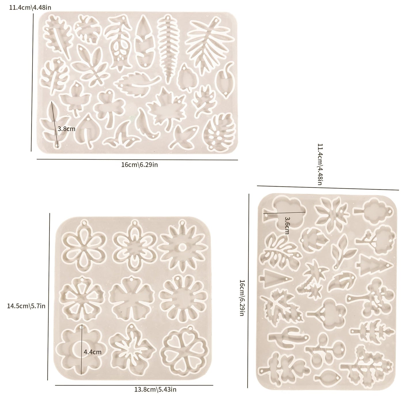 3 Pack Leaf/Flower/Tulip Pendant Earring Nacklace Resin Mold - Resin Casting Silicone Molds for Home Decor & Candle Making Wave Spiral Mold