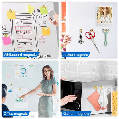 LOVIMAG Fridge Magnets 16Pcs Refrigerator Whiteboard Small Strong Magnet Classroom Kitchen Accessories Decorative Locker Set Decor Must Haves Office Calendar Refrigerador Magnetic Cute Crafts Gold