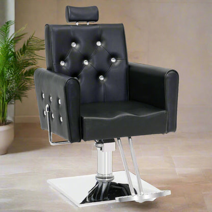 BarberPub Classic Hydraulic Recliner Barber Chair Antique Hair Spa Salon Styling Beauty Equipment 3123 (Black)