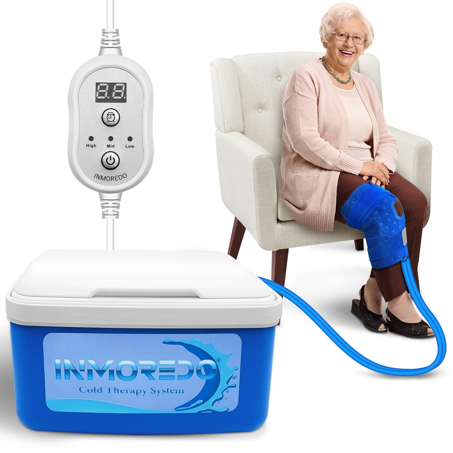 Inmoredo Ice Machine for Knee After Surgery, Cold Therapy Machine for Knee Replacement with Programmable Timer,Ice Therapy Machine for Sports Injuries,Joint Pain,Strains,Sprains and Arthritis