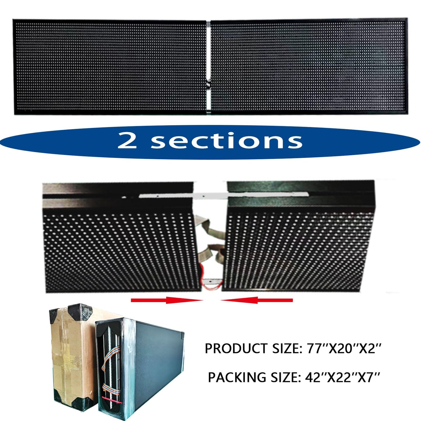 HS Programmable Scrolling Led Sign, Digital Signs Outdoor Waterproof ,Electronic Message Display Board ,Open neon Signs, Full Color High Brightness Big P10 77’’x20’’for Business Store Advertisement Public, APP control
