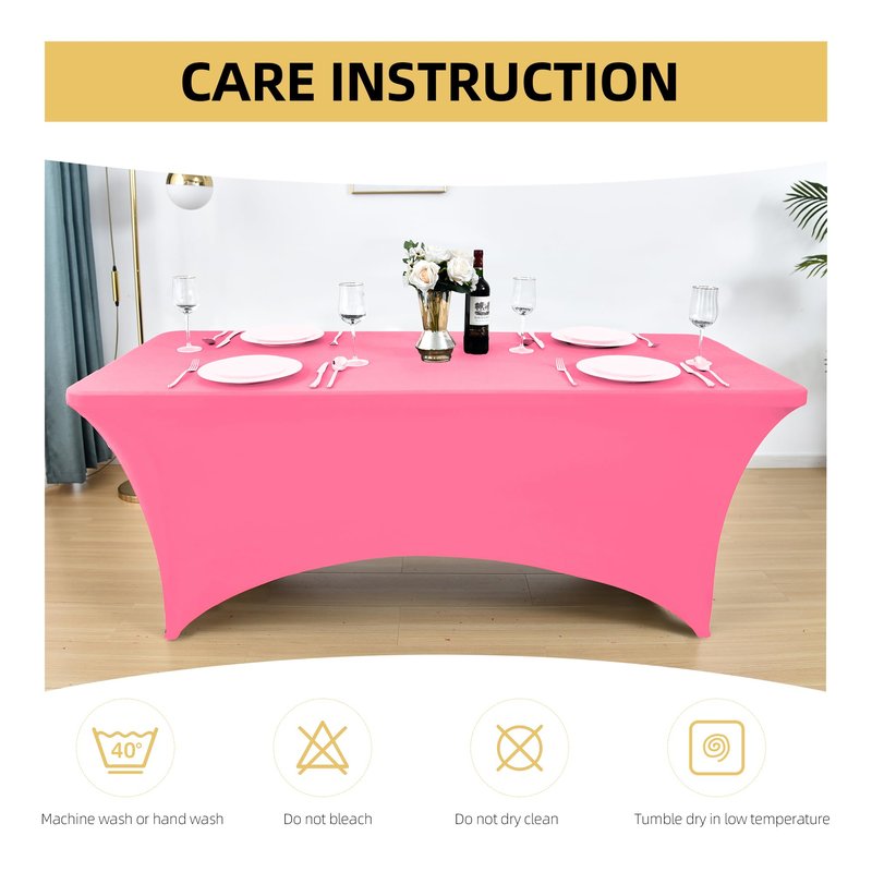 ZarzaaSik 6-Pack 8ft Spandex Table Covers for Rectangle Folding Tables - Washable Elastic Tablecloth - Ultimate Fitted Table Protector for Birthday Parties, Trade Shows, Banquet