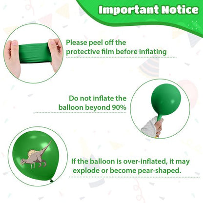 Dinosaur Balloons, 12 Inch Fruit Lime Dark Green White Confetti Balloons with Dinosaur Printed Pattern for Boys Jungle Theme Birthday Party Safari Woodland Baby Shower Decorations