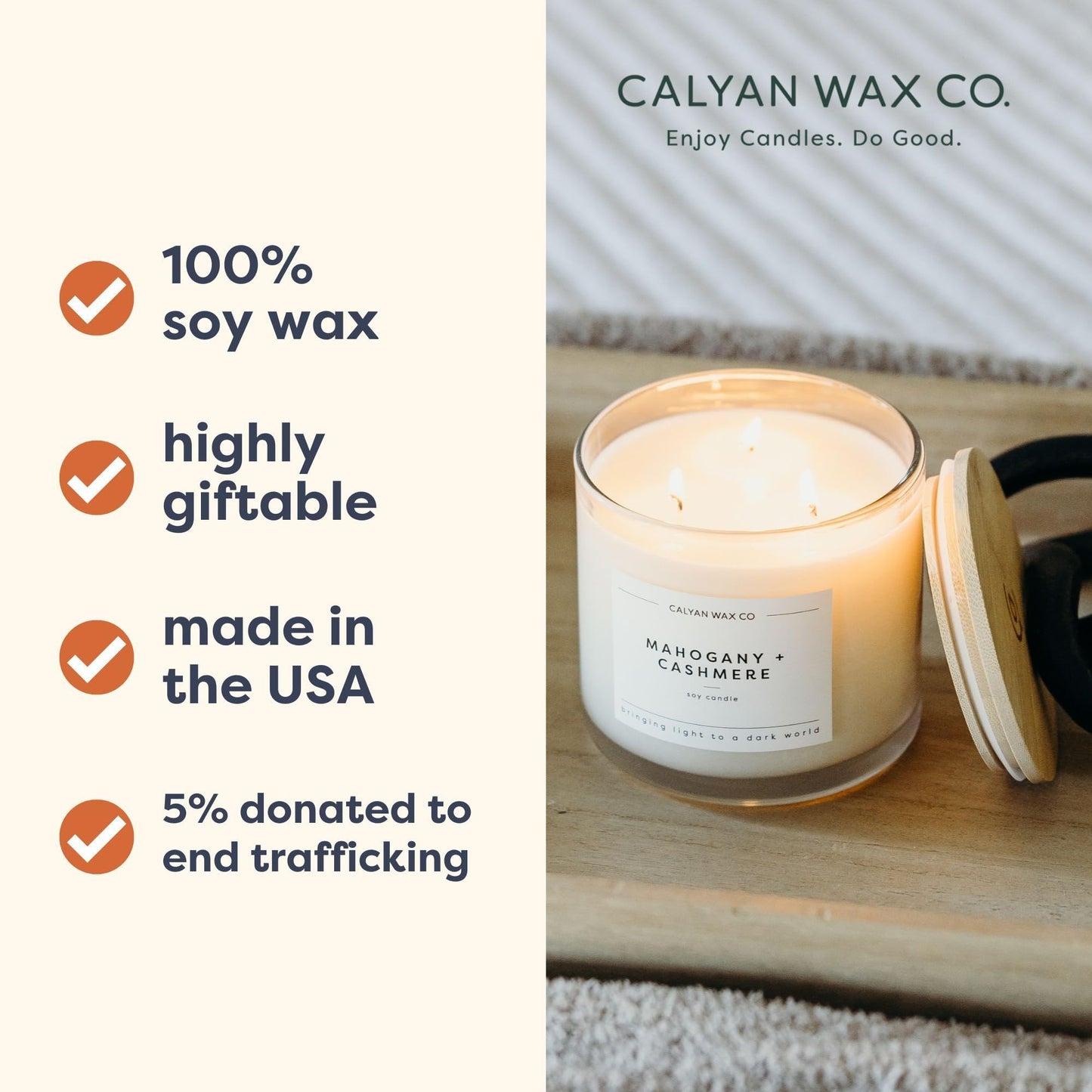 Calyan Wax Co. Passionfruit & Ginger 3 Wick Scented Candle - 43 Hour Burn - Luxury 3 Wick Soy Candles - Clean Soy Wax Candles - Long Lasting Large Glass Jar Candle for Home - 14.9oz