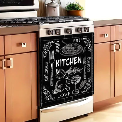 Black Dishwasher Magnet Cover, 23x26 in Summer Decor Dishwasher Magnet Covers Kitchen Decoration Dish Washer Magnets Sticker Funny Fridge Magnets Panel Decal Magnetic Covers
