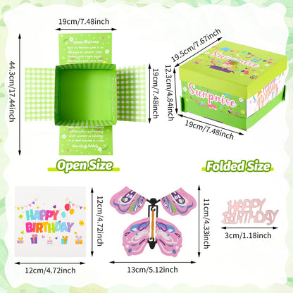 XLSXEXCL Birthday Explosion Gift Box, Birthday Butterfly Flying Surprise Gift Box, DIY Exploding Surprise Gift for Birthdays, Wedding, Mother's Day, Anniversaries