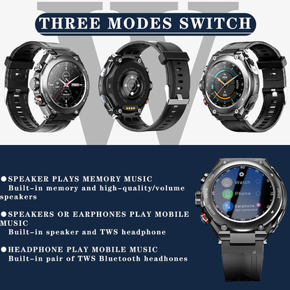 Desong Smart Watch with Earbuds 3 in 1 Round Fitness Tracker 1.28inch Smartwatch for Men Answer/Make Call Speaker Recording Sleep Monitor Sports Smart Watch Long Time Standby