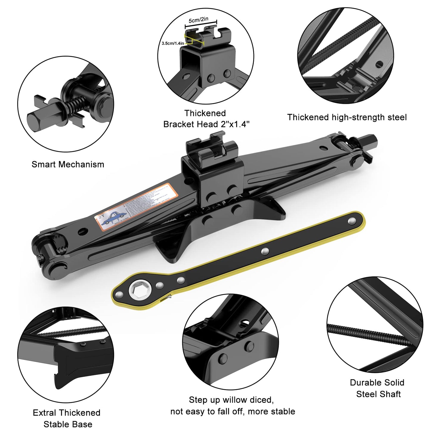 IMAYCC Car Jack Kit, Scissor Jack for Car 2 Ton (4409 lbs) Tire Jack Repair Kit,Spare Tire Changing Kit with Lug Wrench,Emergency Kit for Vehicle/Auto/SUV/MPV
