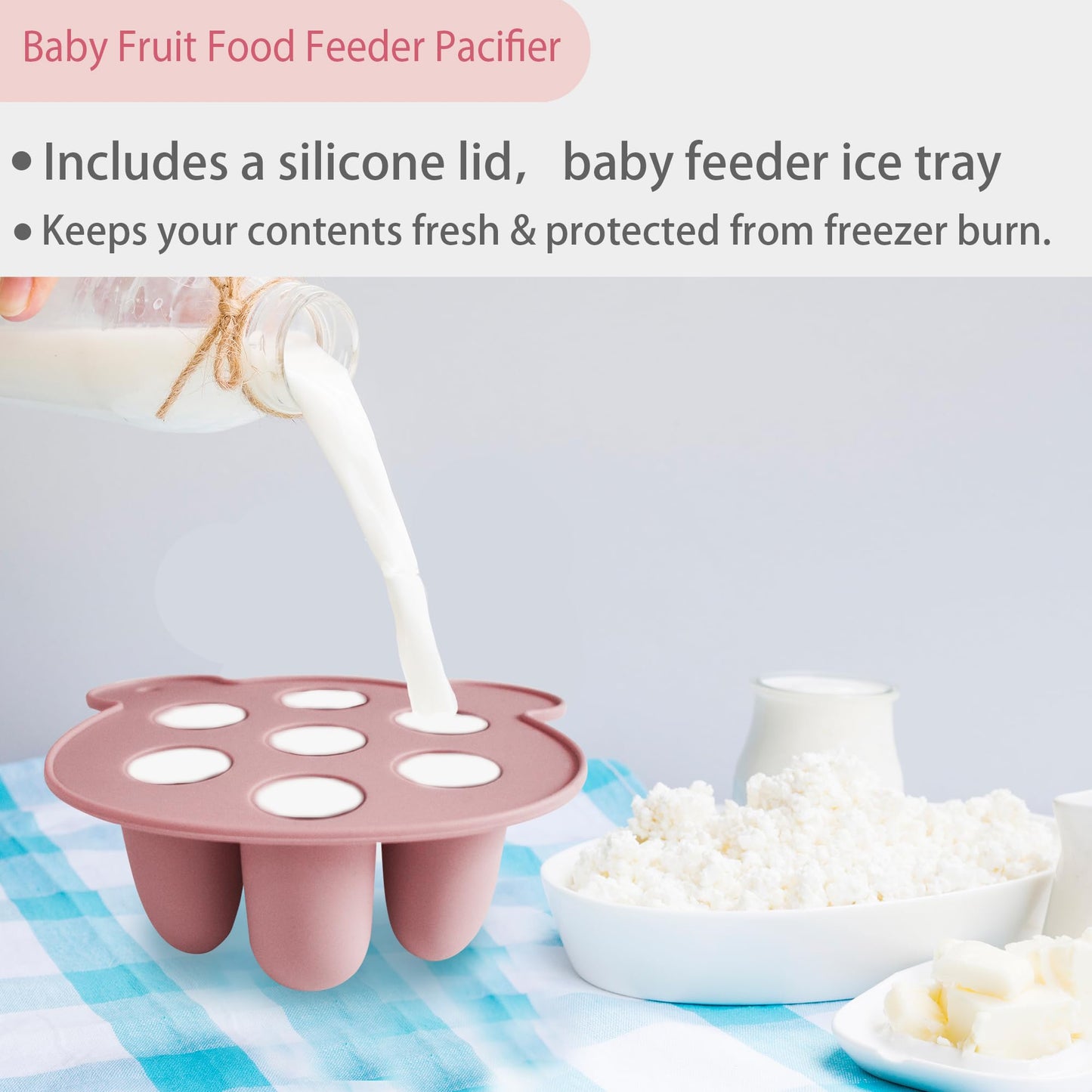 Big Spinach Silicone Freezer Tray Baby Fruit Feeder Food Teething Set Must-Have Pacifiers and Food Storage Containers for Babies 6 Months and Up